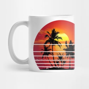 Vintage Retro Sunset Palm Tree Mug